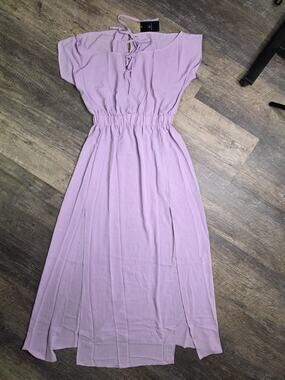 DEEPSELF Womens Size S Lavender Purple Maxi Dress Open Back Front Slit NWT